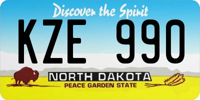 ND license plate KZE990