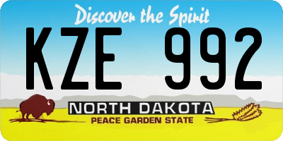 ND license plate KZE992