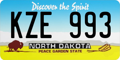 ND license plate KZE993
