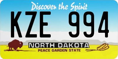 ND license plate KZE994