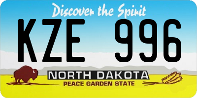 ND license plate KZE996