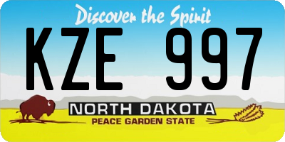 ND license plate KZE997