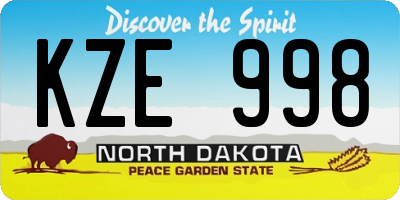 ND license plate KZE998