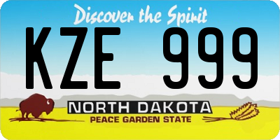 ND license plate KZE999