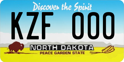 ND license plate KZF000