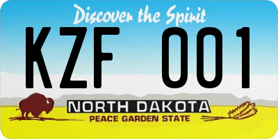 ND license plate KZF001