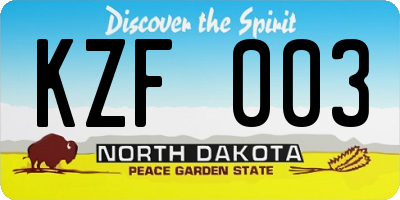 ND license plate KZF003