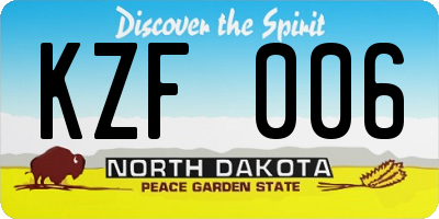ND license plate KZF006