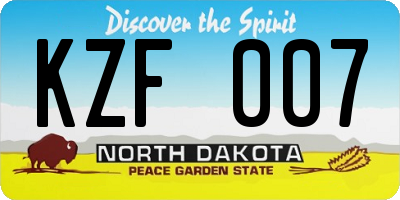 ND license plate KZF007