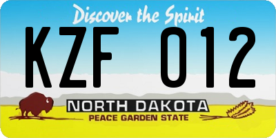 ND license plate KZF012