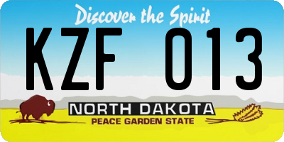 ND license plate KZF013
