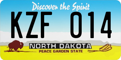 ND license plate KZF014