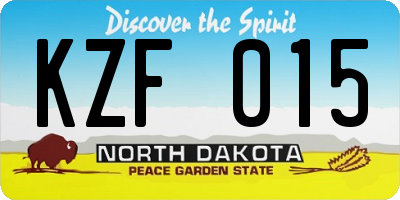 ND license plate KZF015