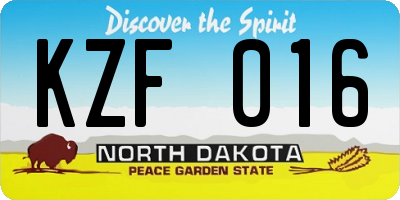 ND license plate KZF016