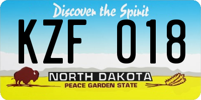 ND license plate KZF018