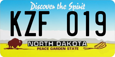 ND license plate KZF019