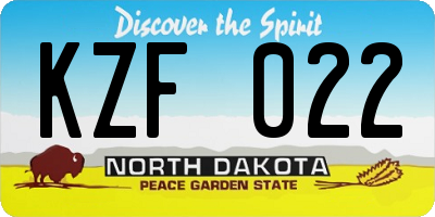 ND license plate KZF022