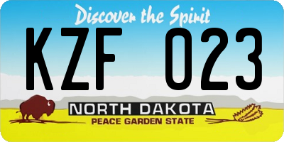 ND license plate KZF023