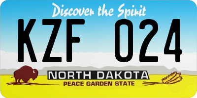 ND license plate KZF024