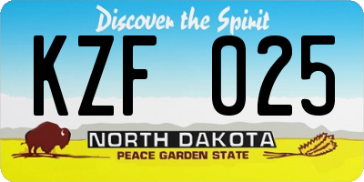 ND license plate KZF025