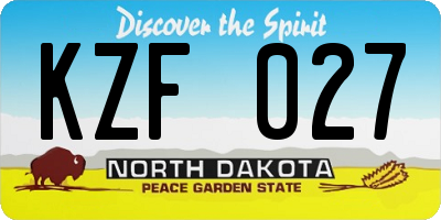 ND license plate KZF027