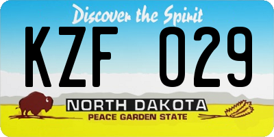 ND license plate KZF029