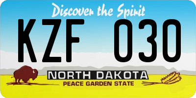 ND license plate KZF030
