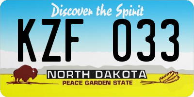 ND license plate KZF033
