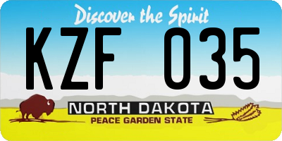 ND license plate KZF035
