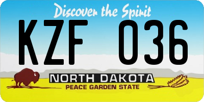 ND license plate KZF036