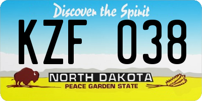 ND license plate KZF038