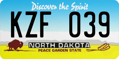 ND license plate KZF039