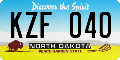 ND license plate KZF040