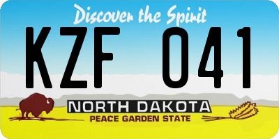 ND license plate KZF041