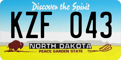 ND license plate KZF043