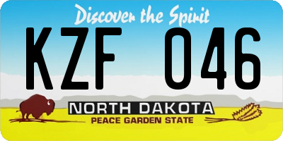 ND license plate KZF046