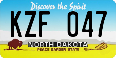 ND license plate KZF047