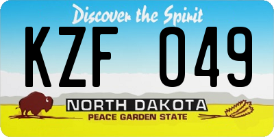 ND license plate KZF049