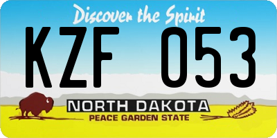 ND license plate KZF053