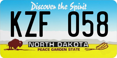ND license plate KZF058
