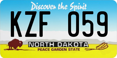 ND license plate KZF059
