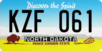 ND license plate KZF061
