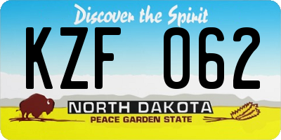 ND license plate KZF062