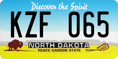 ND license plate KZF065