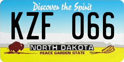 ND license plate KZF066