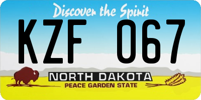 ND license plate KZF067