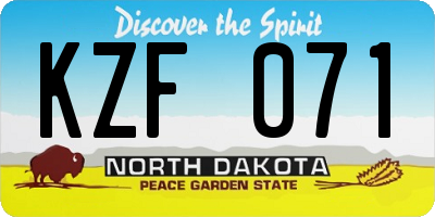 ND license plate KZF071