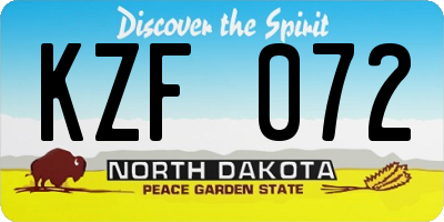 ND license plate KZF072