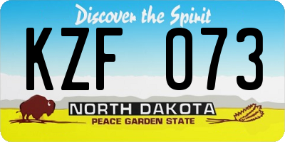 ND license plate KZF073
