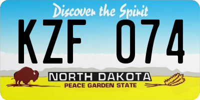 ND license plate KZF074